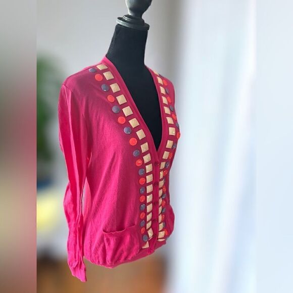 Moschino Cheap and Chic Y2K Pink Embellished Cardigan size 8 - Picture 14 of 16
